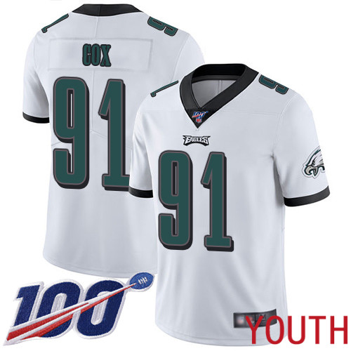 Youth Philadelphia Eagles #91 Fletcher Cox White Vapor Untouchable NFL Jersey Limited Player Season->youth nfl jersey->Youth Jersey